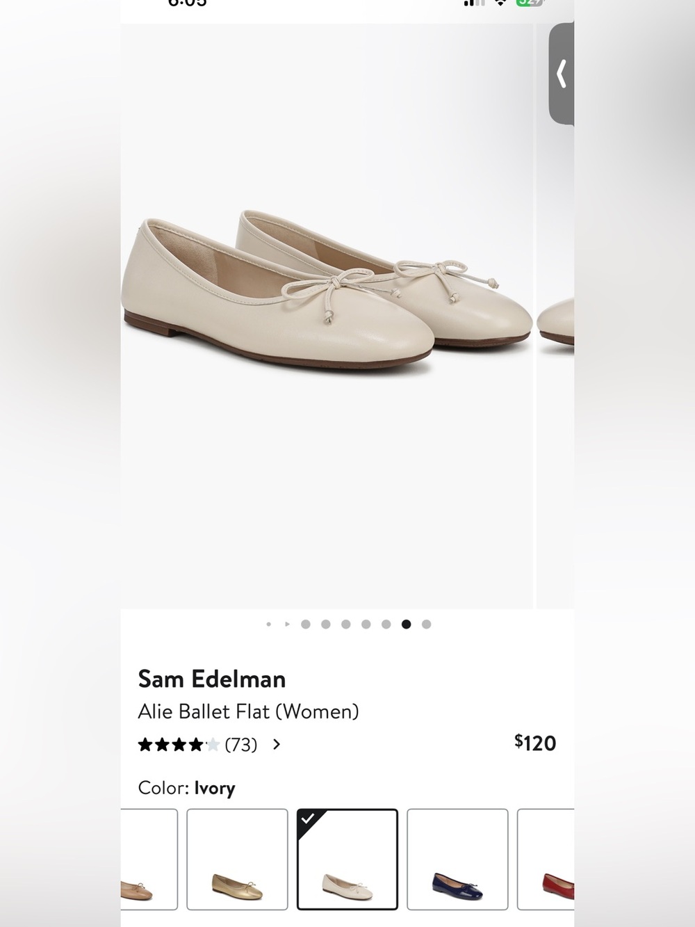 Sam Edelman Ivory Leather Bow Ballet Flats - Picture 7 of 7
